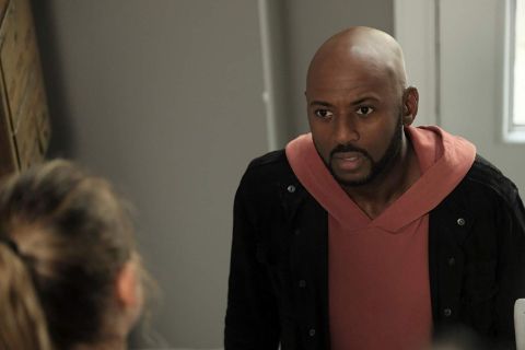 Romany Malco caught on the camera while acting for a series.